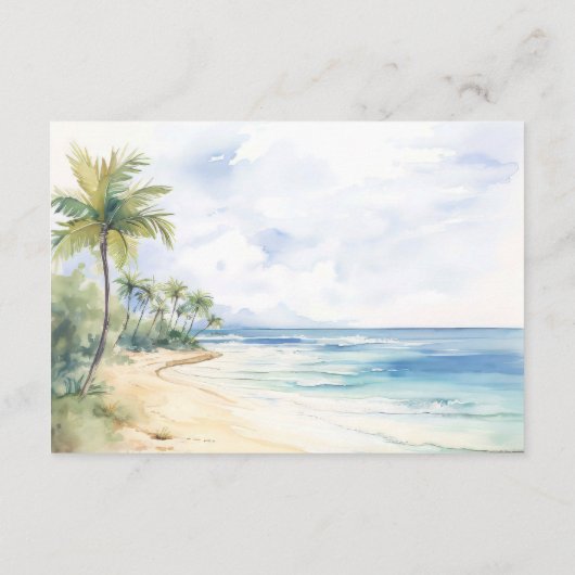 Strand en Palmbomen QR Code Trouwdetails Informatiekaartje (Achterkant)