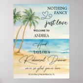 Strand en palmbomen repetitie diner welkom poster (Voorkant)