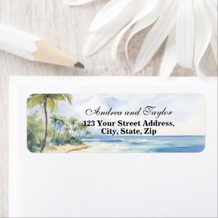 Strand en palmbomen Retouradreslabel Etiket