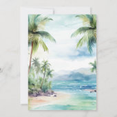 Strand en palmbomen slaan de datumkaart op bedankkaart (Achterkant)