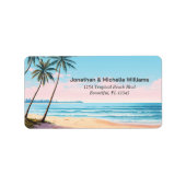 Strand- en palmbomen Tropisch retouradres Etiket (Voorkant)