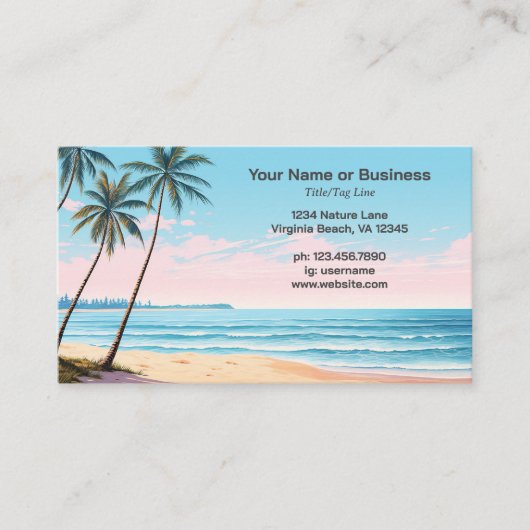 Strand- en palmbomen Tropisch Visitekaartje (Voorkant)