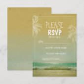 Strand en palmen bruiloft RSVP Kaartje (Voorkant / Achterkant)