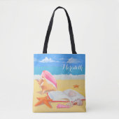 Strand en schelpen gepersonaliseerd tote bag (Voorkant)