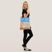 Strand en schelpen gepersonaliseerd tote bag (Op model)