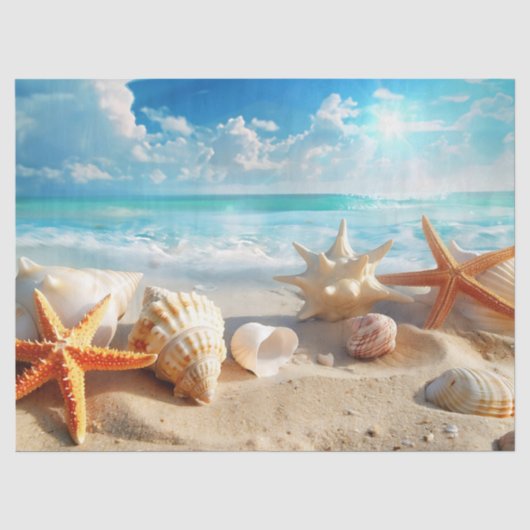 Strand- en schelpen tissue /ambachtelijk papier (Voorkant)