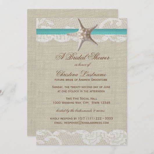  strand en Starfish Vrijgezellenfeest Kaart (Voorkant / Achterkant)