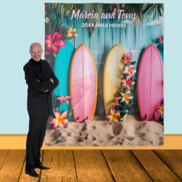Strand en Surfboards Hangen Tapijt Achtergrond Wandkleed
