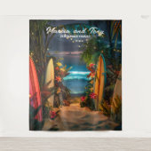 Strand en Surfplanken Achtergrond Wandkleed (Voorkant)