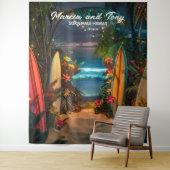 Strand en surfplanken hangende achtergrond wandkleed (In situ)