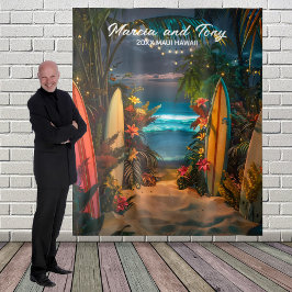 Strand en surfplanken hangende achtergrond  wandkleed