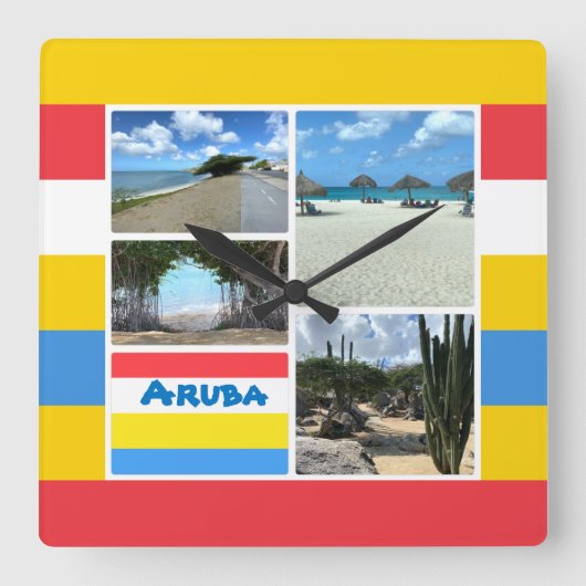 Strand en woestijn Aruba Vierkante Klok (Voorkant)