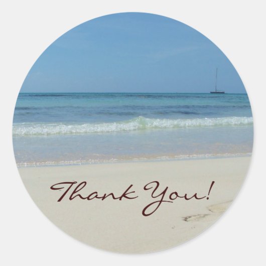 Strand en Zee Dank u Ronde Sticker (Voorkant)
