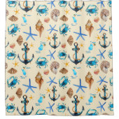 Strand en Zee leven thema patroon Douchegordijn (Voorkant)