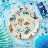 Strand en Zee leven thema patroon Papieren Bordje (Feest)