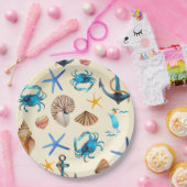 Strand en Zee leven thema patroon Papieren Bordje (Feest)