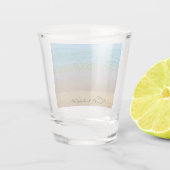 Strand en Zee van Corsica Shot Glas (Achterkant)