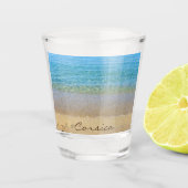 Strand en Zee van Corsica Shot Glas (Voorkant)