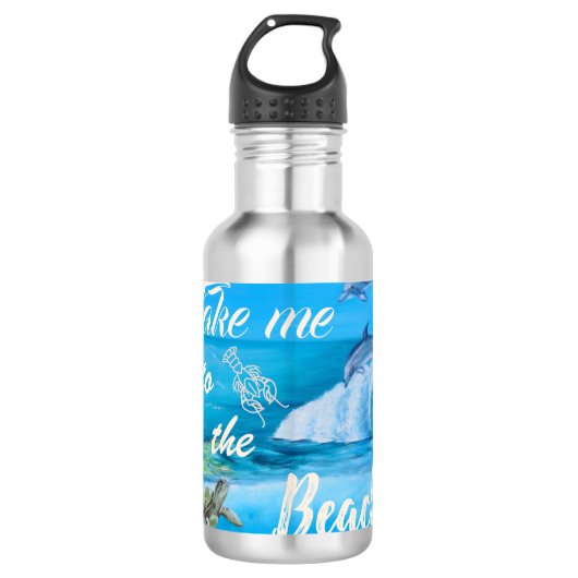 strand- en zeebioschilders waterfles  (Voorkant)