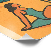 Strand en zon van Barcelona - Retro Travel Perfect Poster (Hoek)