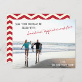 Strand- en zonneschijn vakantiekaart - PERSONALISE Feestdagenkaart (Voorkant / Achterkant)