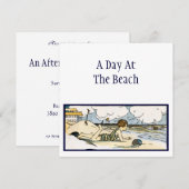 strand etsen bewerkbare uitnodigingen (Voorkant / Achterkant)