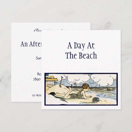 strand etsen bewerkbare uitnodigingen (Voorkant / Achterkant)