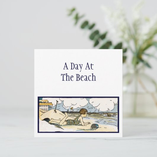  strand etsen bewerkbare uitnodigingen (Staand voorkant)