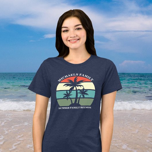 Strand Familie Reünie Palm Tree Sunset Vrouwen Tri-Blend Shirt
