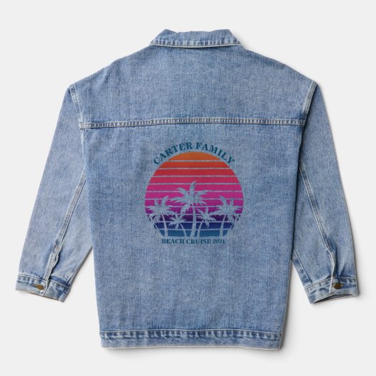 Strand familie reünie tropische palmboom denim jacket (Achterkant)