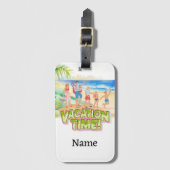 Strand Familie Vakantie met Naam Bagagelabel (Voorkant (verticaal))