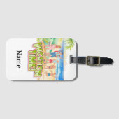 Strand Familie Vakantie met Naam Bagagelabel (Voorkant (horizontaal))