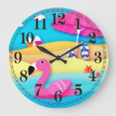 Strand Flamingo Wandklok (Voorkant)