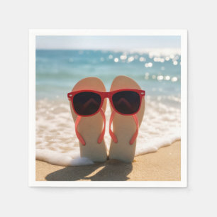 Strand Flip-flops met Rode Zonnebril Servet