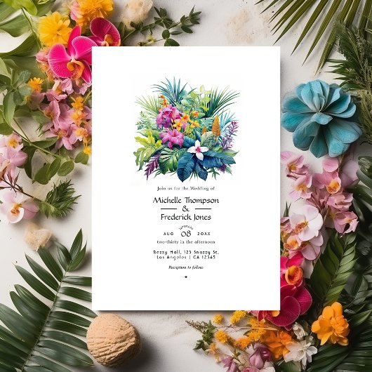 Strand Foliage Bloemen Zomer Bruiloft Kaart