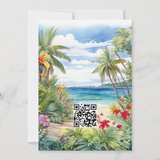 Strand Foliage Bloemen Zomer Bruiloft Kaart (Achterkant)