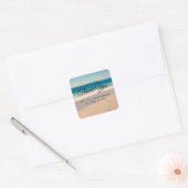 Strand Foto Bruiloft Bedankt Vierkante Sticker (Envelop)