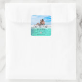 Strand Foto Bruiloft Save The Date Vierkante Stick Sticker (Tas)