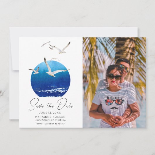 Strand Foto Kust Bruiloft Save The Date (Voorkant)