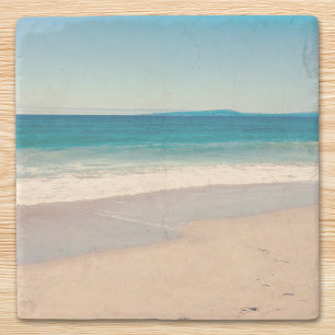 Strand Foto Oceaan Blauwe Scène Stenen Onderzetter