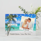 Strand Foto Palm Snoer Lichtjes Bestemming Save The Date (Staand voorkant)