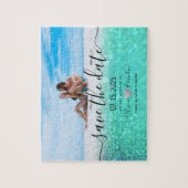 Strand Fotohuwelijk Save The Date Uitnodiging Legpuzzel (Verticaal)