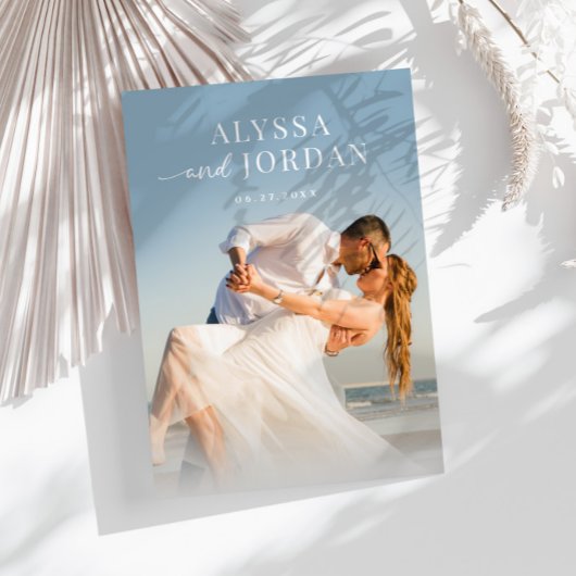 Strand Fotohuwelijksuitnodiging | Modern Minimalis Kaart