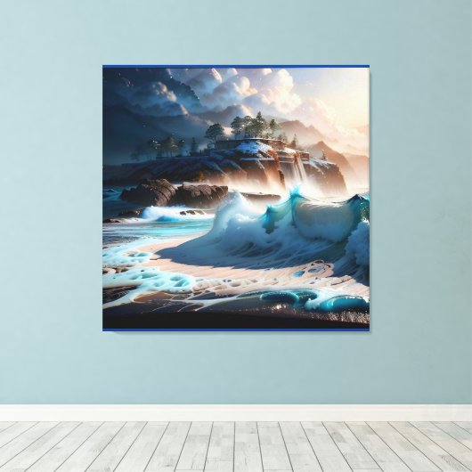 Strand Front Ocean Waves Landschap 1 Canvas Afdruk (Insitu (Houten vloer))
