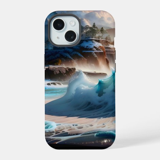 Strand Front Ocean Waves Landschap 1 iPhone 15 Case (Achterkant)
