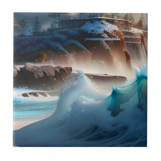 Strand Front Ocean Waves Landschap 1 Tegeltje (Voorkant)
