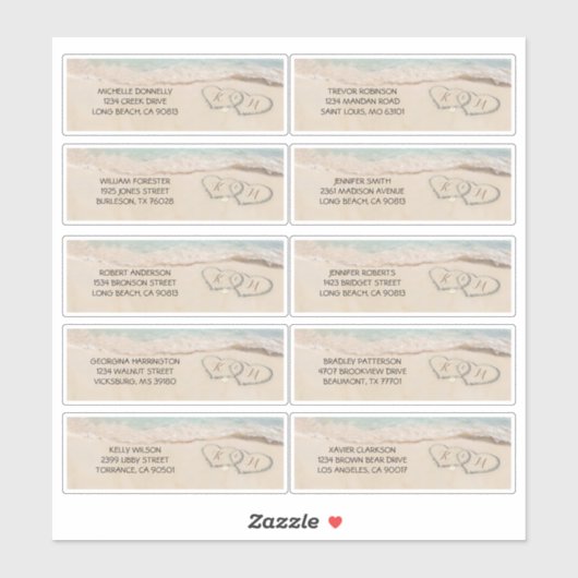 Strand Gasten Naam en adres Bruiloft Label (Vel)