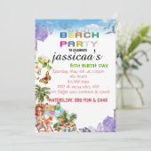 STRAND GEBOORTEDAG FEESTUITNODIGING KAART (Staand voorkant)