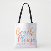 Strand Gelieve gepersonaliseerde naam strand Canva Tote Bag (Voorkant)