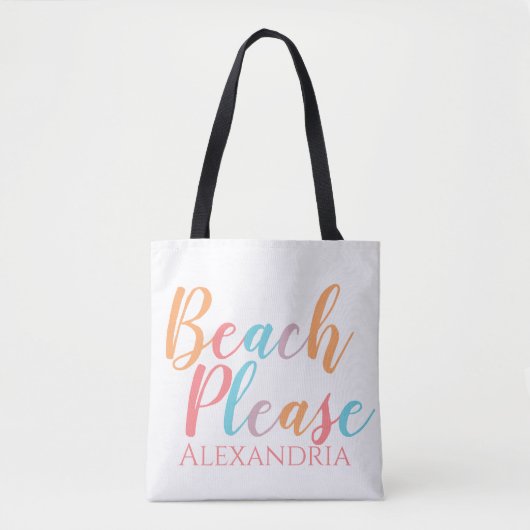 Strand Gelieve gepersonaliseerde naam strand Canva Tote Bag (Voorkant)